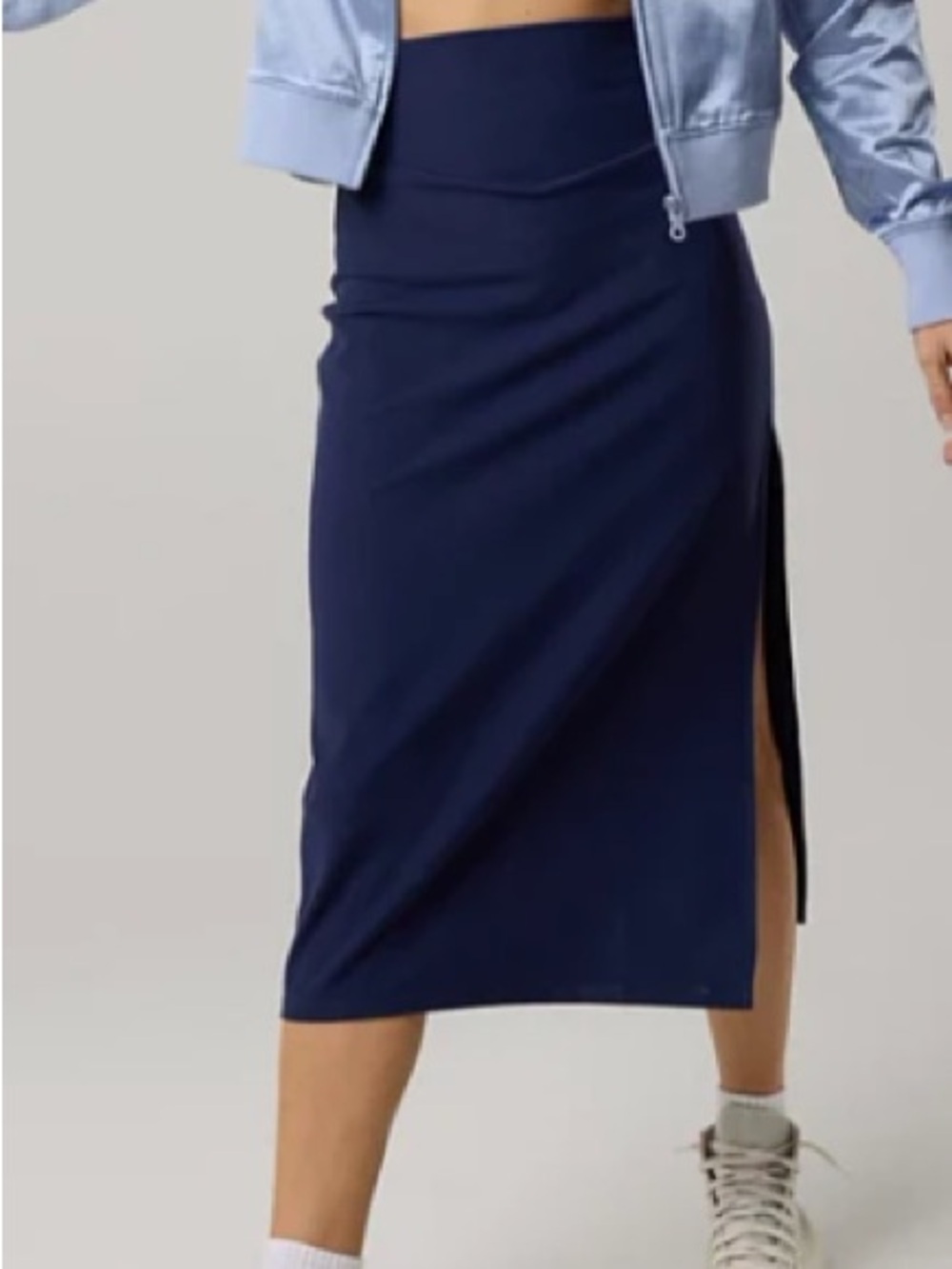 Offline by Aerie Real Me Ribbed Midi Skirt Navy